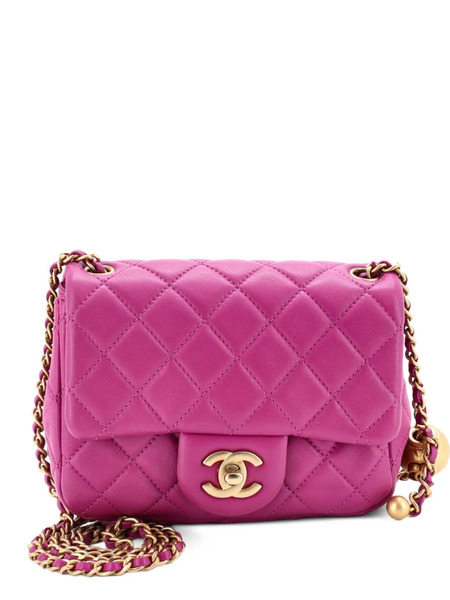  Chanel Pre-owned Borsa A Tracolla Pearl Crush Mini In Pelle Di Agnello Trapuntata Con Battente - Rosa 