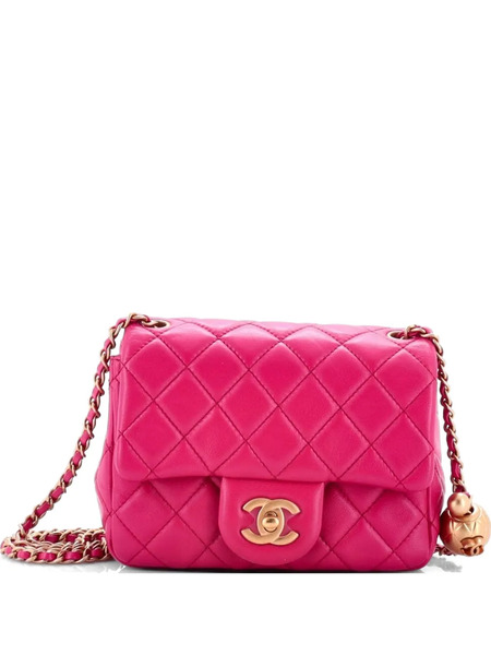  Chanel Pre-owned Borsa A Tracolla Pearl Crush Mini In Pelle Di Agnello Trapuntata Con Battente - Rosa 