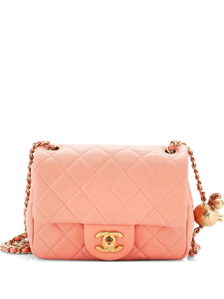  Chanel Pre-owned Borsa A Tracolla Pearl Crush Mini In Pelle Di Agnello Trapuntata Con Battente - Rosa 