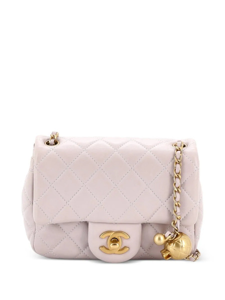  Chanel Pre-owned Borsa A Tracolla Pearl Crush Mini In Pelle Di Agnello Trapuntata Con Battente - Viola 
