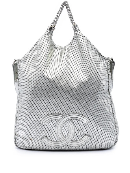  Chanel Pre-owned Borsa A Tracolla Rodeo Drive Grande In Pelle Di Vitello Metallizzata Con Finitura Lucida 2008-2009 - Argento 