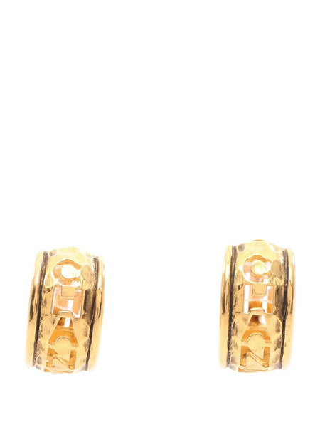 Chanel Pre-owned 20th Century Gold Plated Cut Out Logo Half Hoop Clip On Earrings Costume Earrings - Oro 