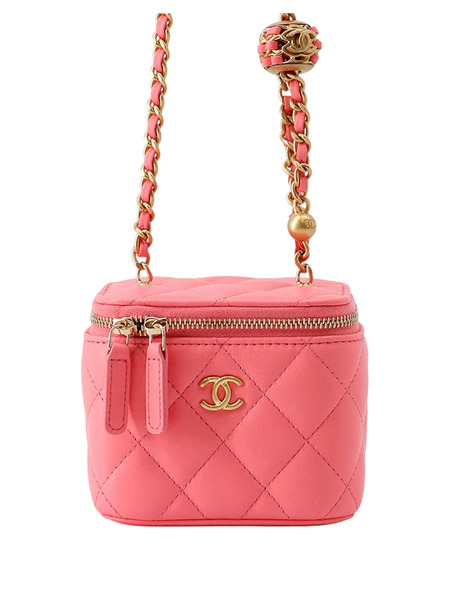  Chanel Pre-owned Trousse Make Up Pearl Crush Piccola In Pelle Di Agnello Trapuntata Con Catena 2021 - Rosa 