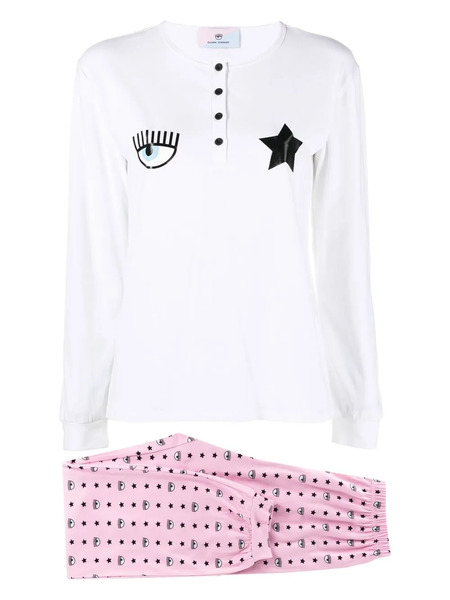  Chiara Ferragni Pigiama Con Stampa Eyelike - Bianco 
