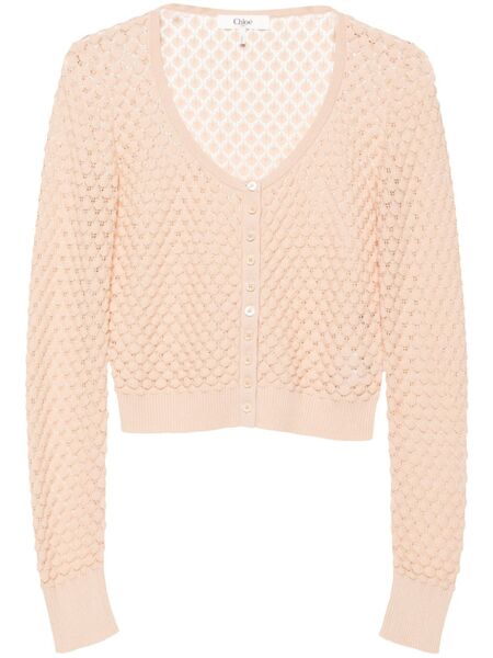  Chloé Cardigan Crop Traforato - Toni Neutri 