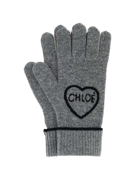  Chloé Guanti Con Ricamo - Grigio 