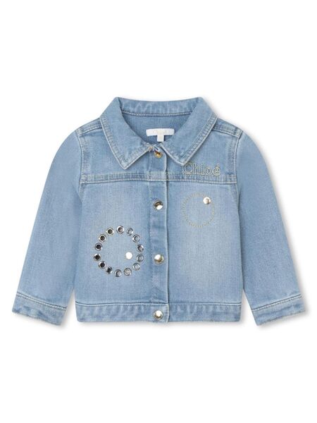  Chloé Kids Giacca Denim Con Occhielli - Blu 