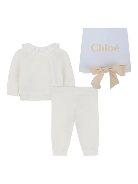  Chloé Kids Set Felpa Con Ruches - Toni Neutri 