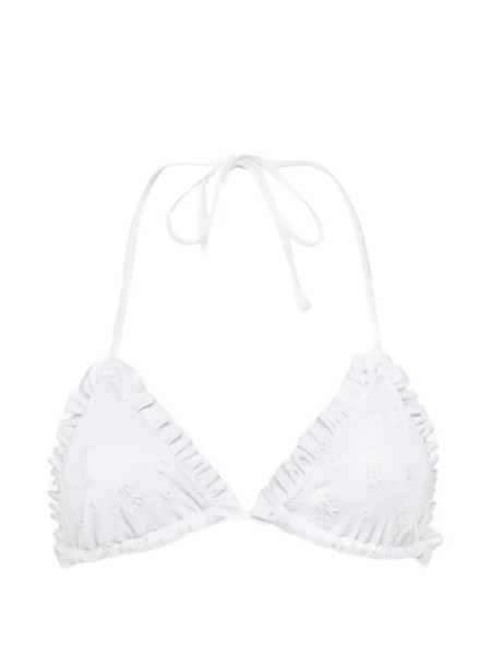  Chloé Top Bikini Con Ruches - Bianco 