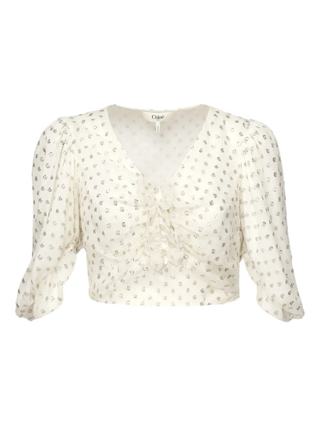 Chloé Top In Seta - Bianco 