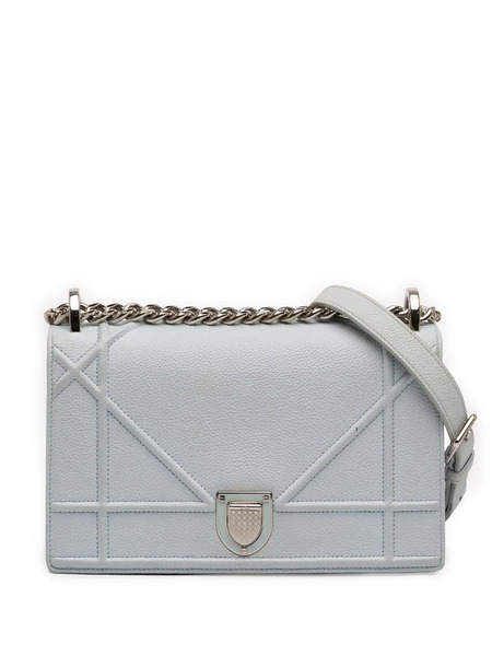  Christian Dior Pre-owned Borsa A Tracolla Diorama Piccola In Pelle Di Vitello Zigrinata Con Battente 2016 - Blu 