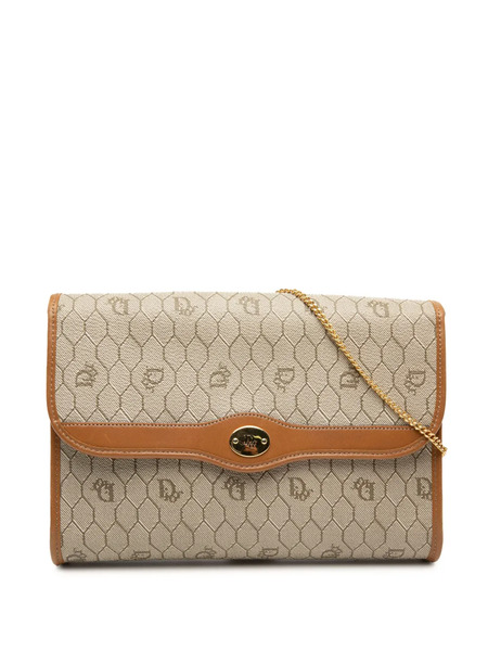  Christian Dior Pre-owned Borsa A Tracolla In Tela Cerata Con Motivo A Nido D'ape E Catena Xx Secolo - Toni Neutri 