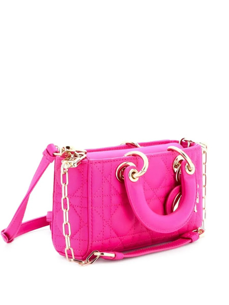 Christian Dior Pre-owned Borsa A Tracolla Lady D-joy Micro In Pelle Di Agnello Trapuntata Con Motivo Cannage - Rosa 