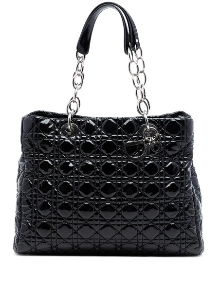  Christian Dior Pre-owned Borsa Tote Lady Dior Soft Shopping Grande Lucida Con Motivo Cannage 2011 - Nero 