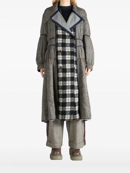  Communs Checked Wool Blend Coat - Grigio 