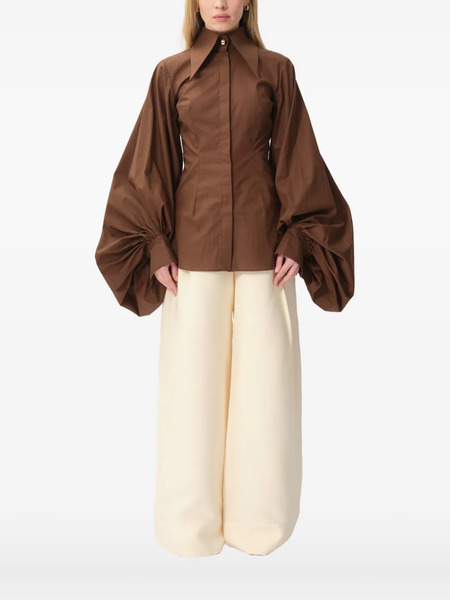  Concepto Camicia Oasis Con Maniche Bishop - Marrone 