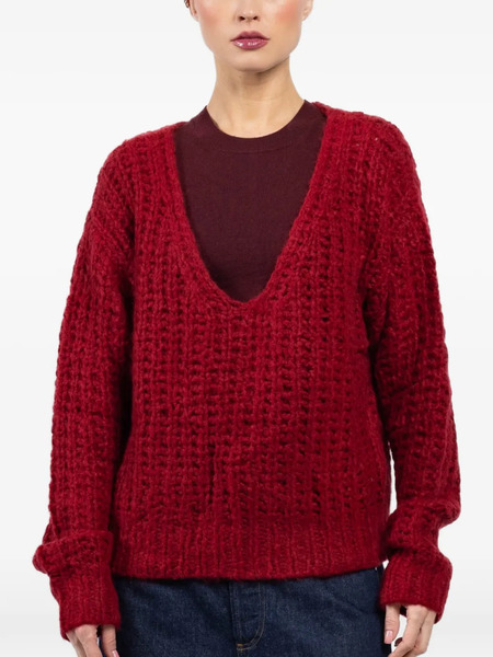  Cuddleup Maglione Con Scollo A V - Rosso 