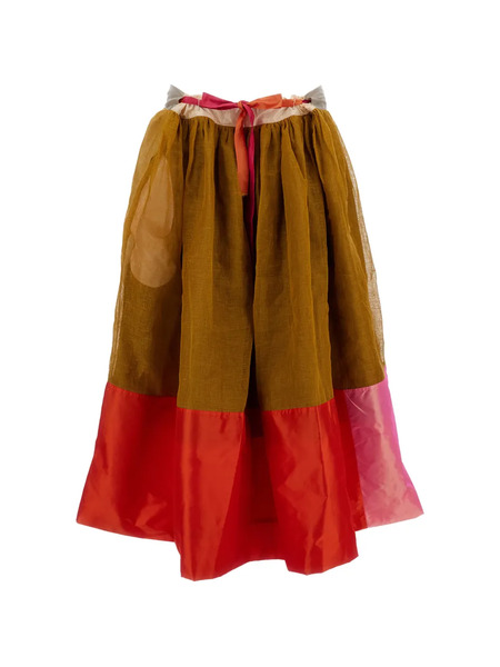  Daniela Gregis Gonna Midi Con Design Patchwork - Marrone 