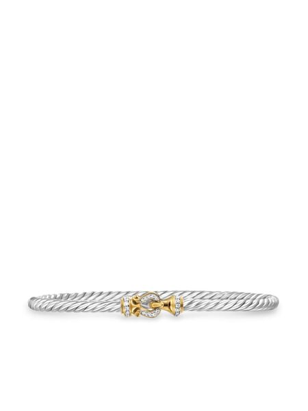  David Yurman Bracciale Buckle Classic Cable In Oro Giallo 18kt E Argento Sterling Con Diamanti (3mm) 