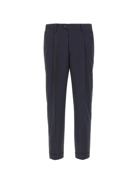  Devore Pantaloni Con Pieghe Frontali - Blu 