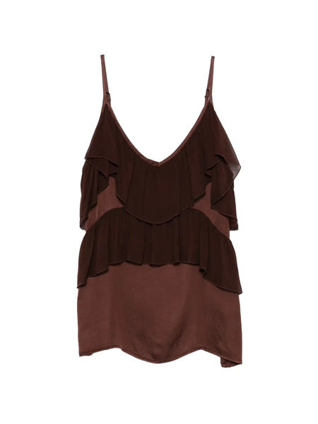  Dixie Blusa Con Ruches - Marrone 