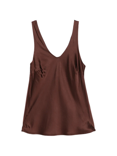  Dixie Top Con Scollo A V - Marrone 