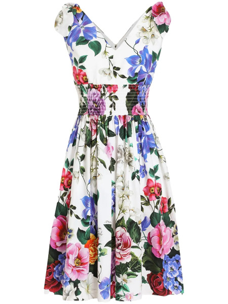  Dolce & Gabbana Abito Corto A Fiori - Bianco 