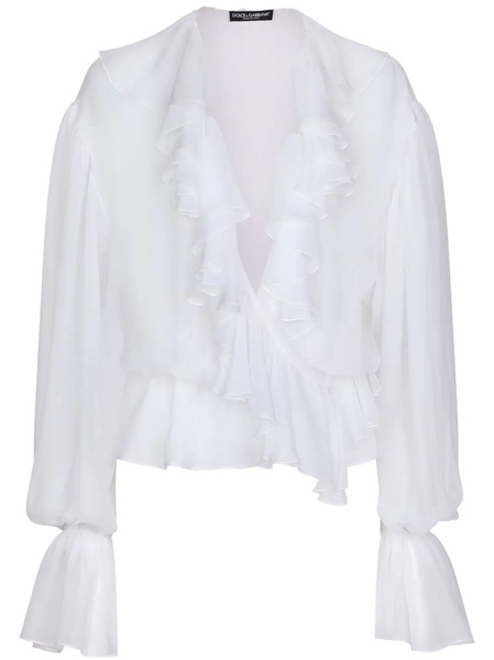  Dolce & Gabbana Blusa Crop Con Ruches - Bianco 