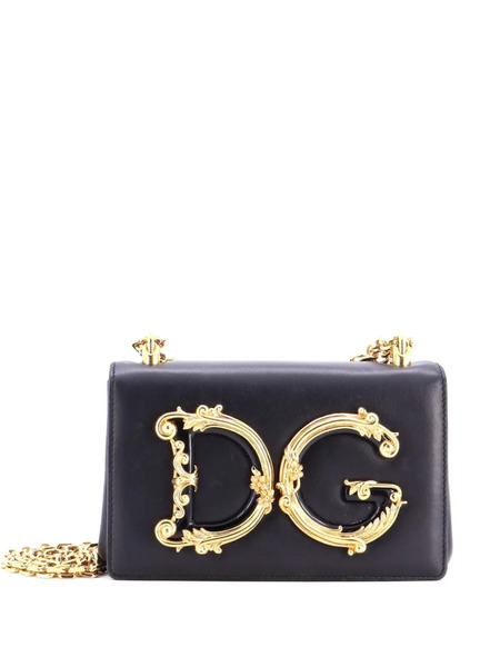  Dolce & Gabbana Pre-owned Borsa A Tracolla Dg Girls Piccola In Pelle Con Decorazione E Battente - Nero 