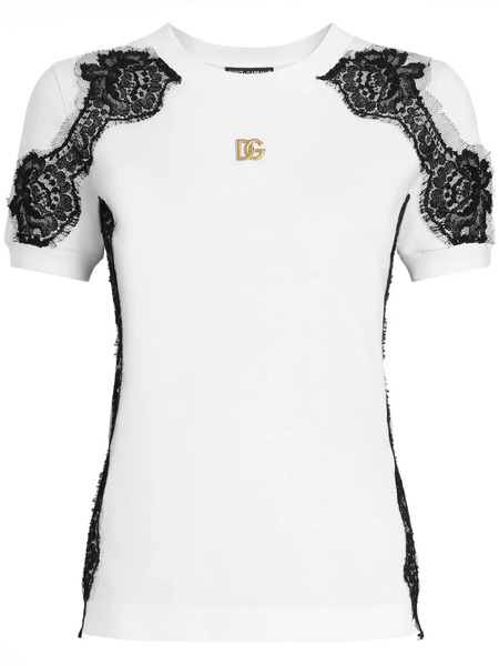  Dolce & Gabbana T-shirt Dna Con Pizzo - Bianco 