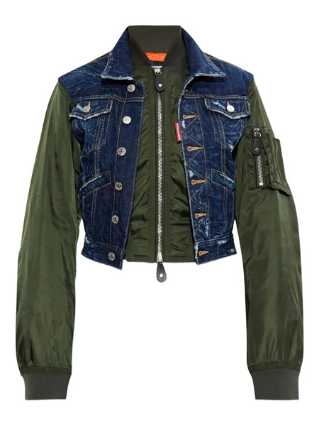  Dsquared2 Bomber Con Inserti Denim - Verde 