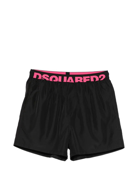  Dsquared2 Costume Da Bagno Con Banda Logata - Nero 