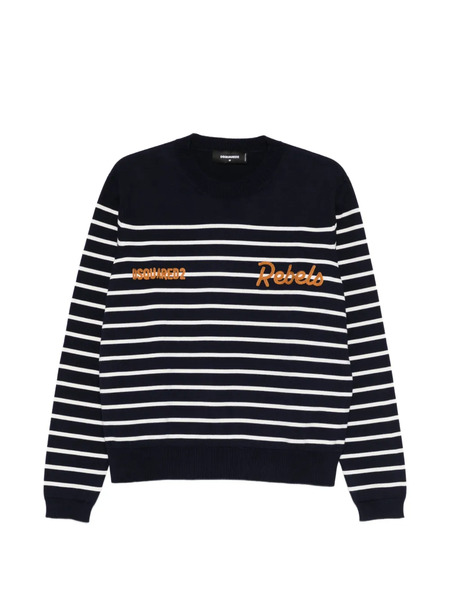  Dsquared2 Maglione Con Ricamo - Blu 