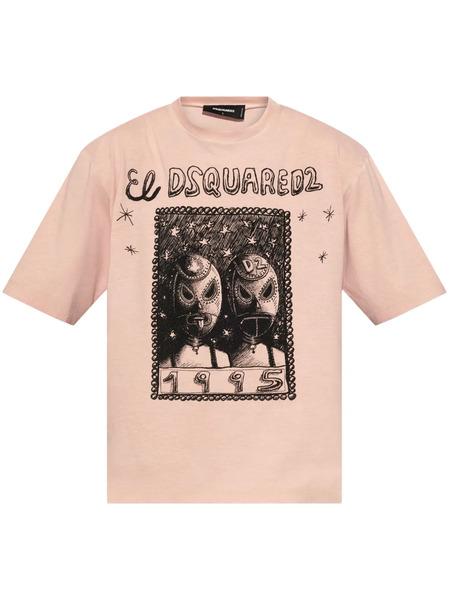  Dsquared2 T-shirt Con Stampa Grafica - Rosa 