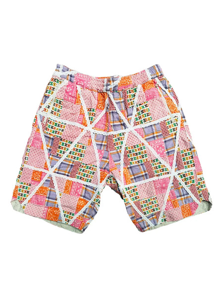  Engineered Garments Shorts Con Design Patchwork - Orange Cotton Lace Patchwork 