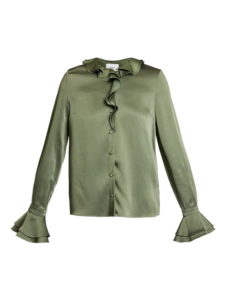  Erdem Camicia Cady Con Ruches - Verde 