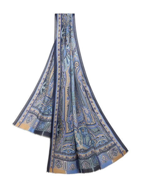  Etro Sciarpa In Cashmere A Fantasia - Blu 
