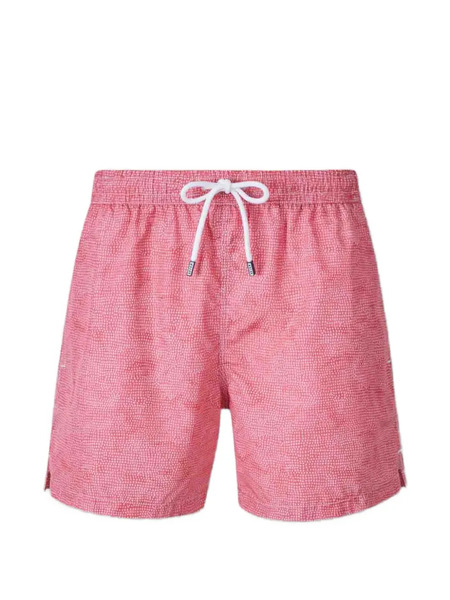  Fedeli Madeira Cross-print Swim Shorts - Rosso 
