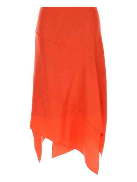  Fendi Gonna Midi Asimmetrica In Seta - Rosso 