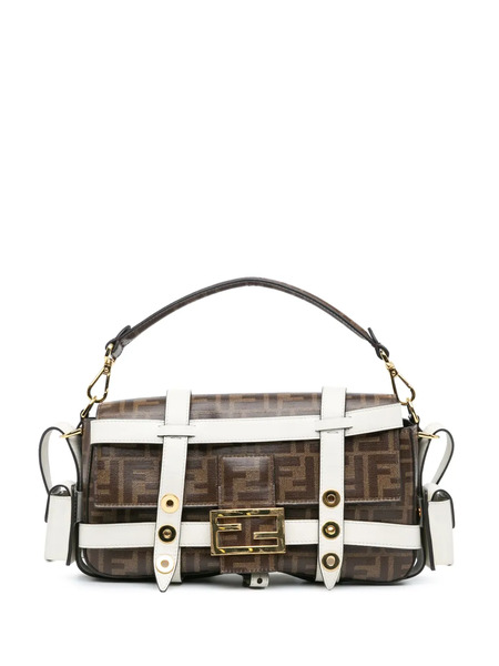  Fendi Pre-owned Borsa A Tracolla Baguette Mini In Tessuto E Struttura Smaltatata Con Motivo Zucca 2010-2024 - Marrone 