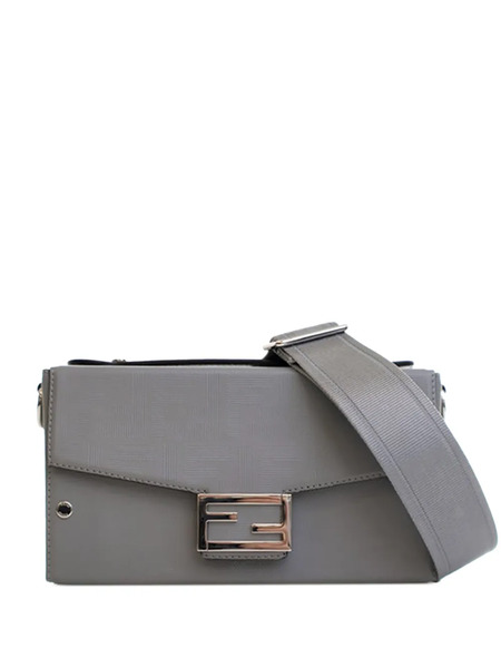  Fendi Pre-owned Borsa A Tracolla Baguette Soft Trunk In Pelle Di Vitello Con Motivo Zucca 2010-2026 - Grigio 
