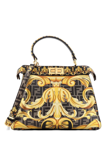  Fendi Pre-owned X Versace Borsa A Tracolla Fendace Iseeu Peekaboo Media In Pelle Con Stampa - Marrone 