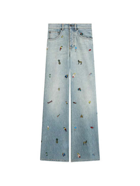  Fiorucci Jeans A Gamba Ampia Con Stampa - Blu 