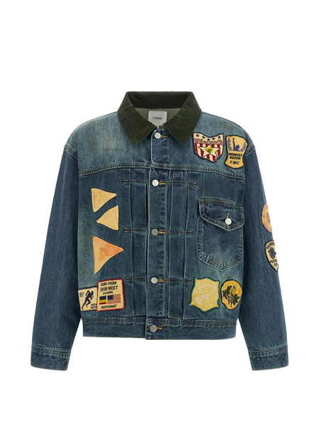  Found Giacca Denim Con Design Patchwork - Blu 