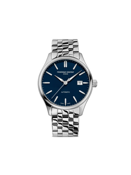  Frederique Constant Orologio Classics Index Automatic 40mm In Pelle Di Vitello, Nubuck, Acciaio Inossidabile, Cristallo Zaffiro - Blu 