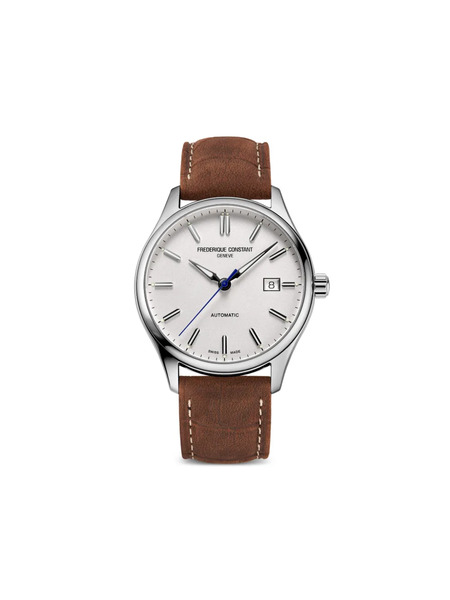  Frederique Constant Orologio Classics Index Automatic 40mm In Pelle Di Vitello, Nubuck, Acciaio Inossidabile, Cristallo Zaffiro - Argento 