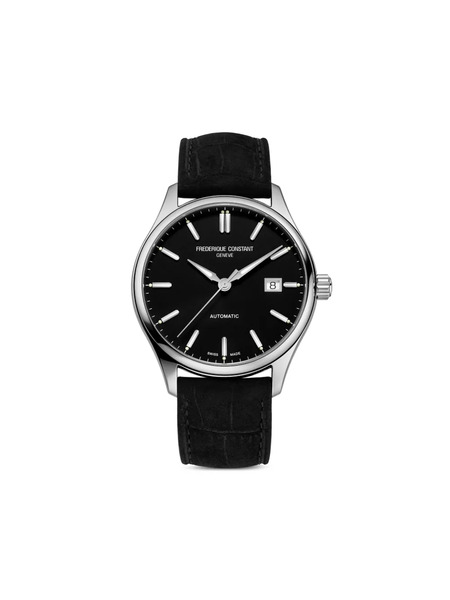  Frederique Constant Orologio Classics Index Automatic 40mm In Pelle Di Vitello, Nubuck, Acciaio Inossidabile, Cristallo Zaffiro - Nero 
