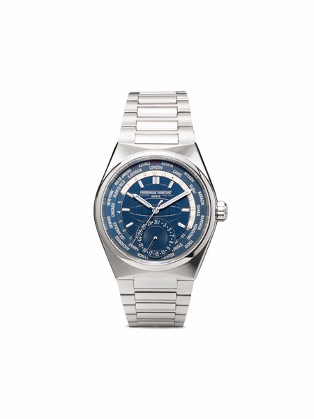  Frederique Constant Orologio Highlife Worldtimer Manufacture 41mm In Acciaio Inossidabile, Cristallo Zaffiro E Pvc - Blu 