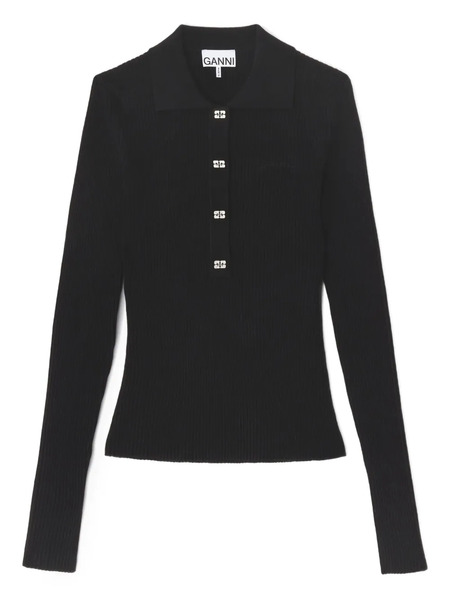  Ganni Polo Con Logo - Nero 