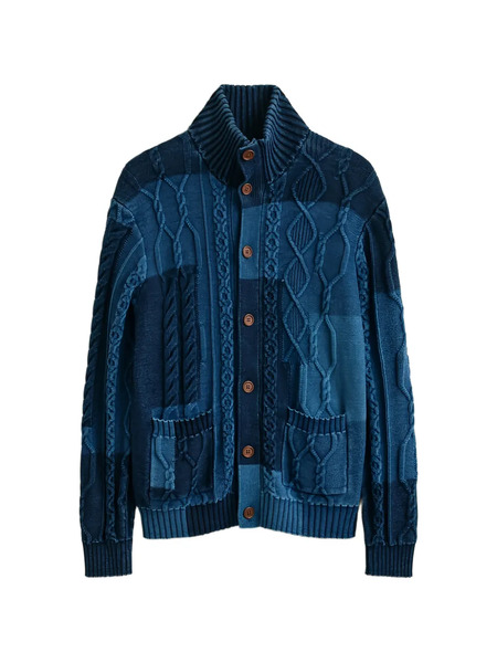  Gant Cardigan Con Design Patchwork - Blu 